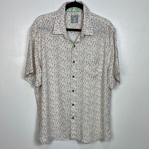 Nicoby Men's Multicolor Happy Hour Print Short Sleeve Button Up Shirt Size XL